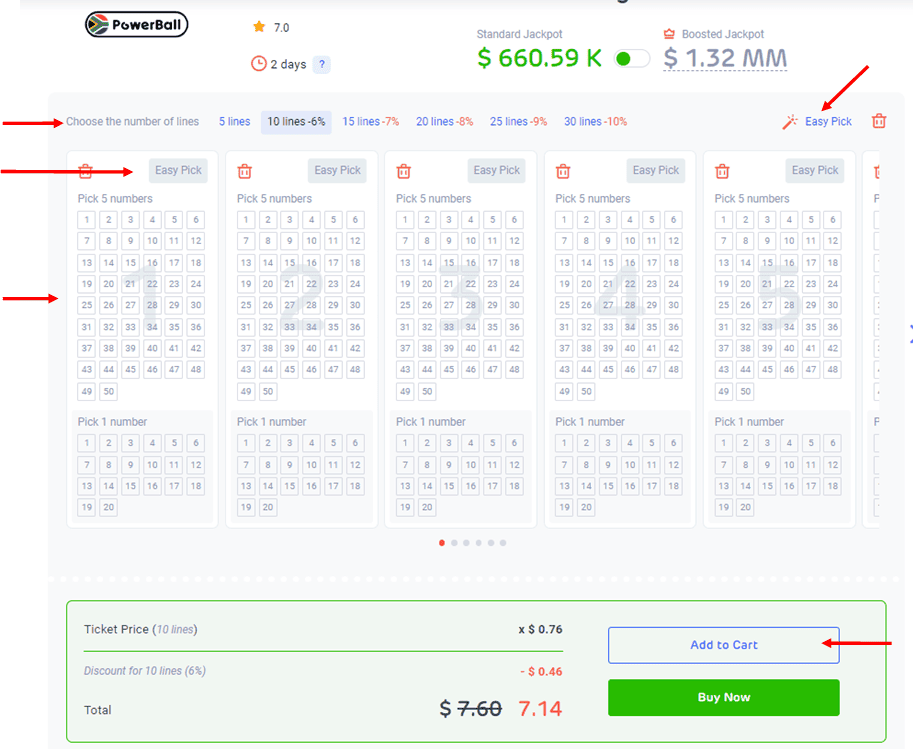 Powerball Quick Pick or Easy Pick