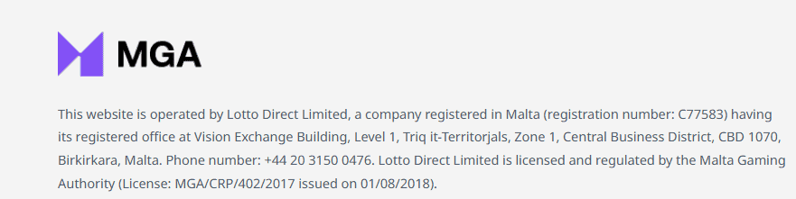 Reputable Online Lottery Site license